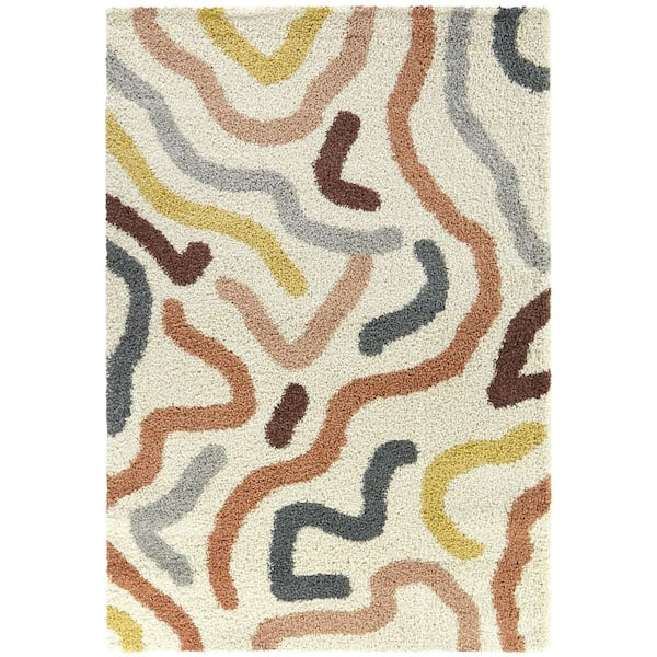 7 x 10 Colorful patterned shaggy rug 💜💛♥️