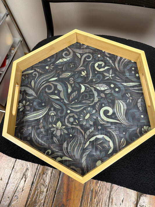 Dark green botanical hexagonal tray 🍃