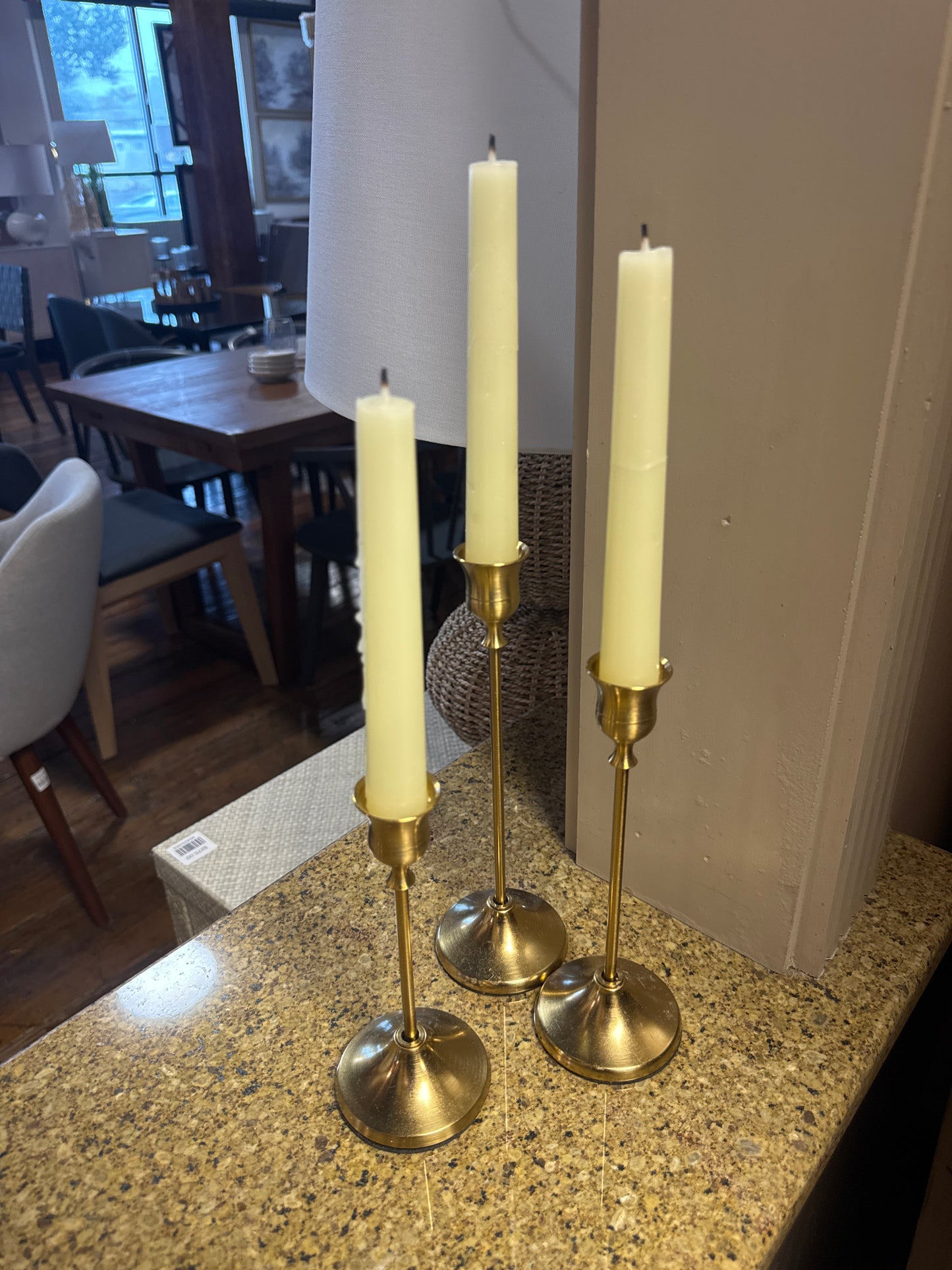 Golden candle holders w/ different heights! (Set of 3)