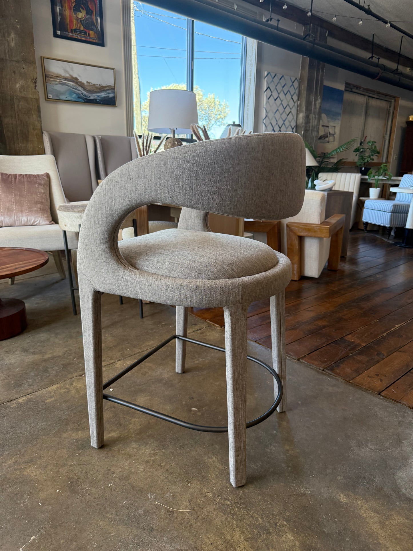 Four Hands upholstered modern counterheight barstool🍷