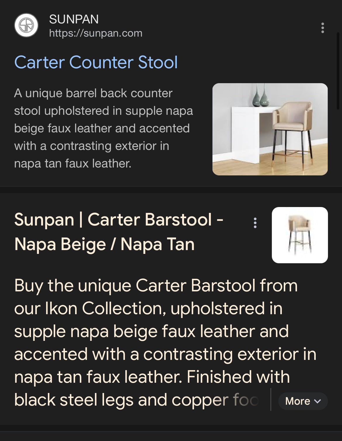 Two-tone beige & tan leather counterheight barstool w/ black & gold legs ✨