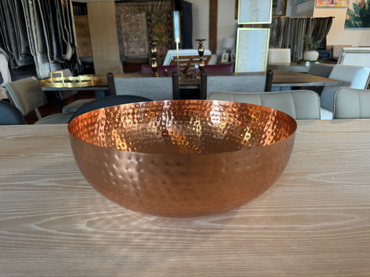 Round hammered copper finish metal bowl 🥣