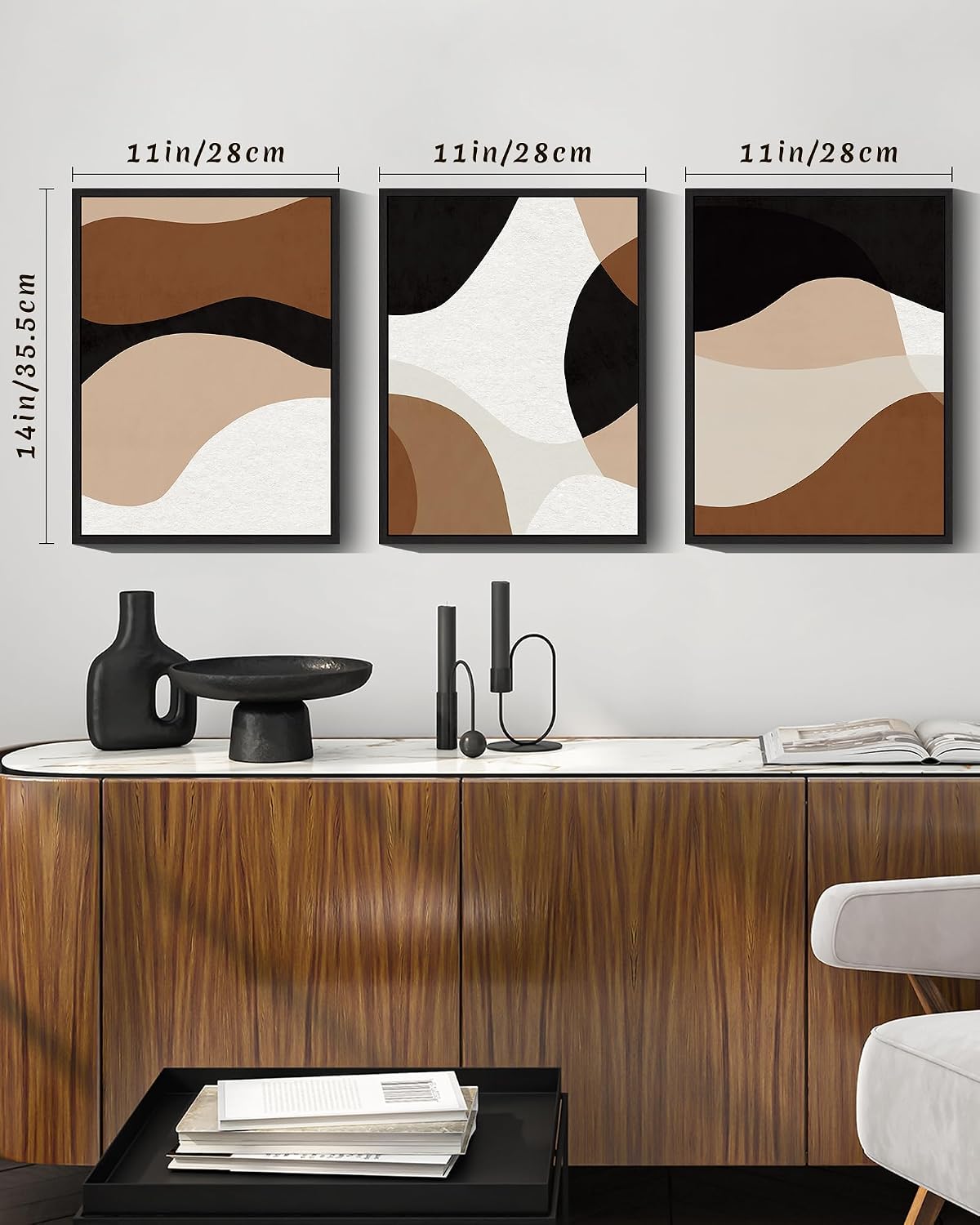 Black abstract geometric framed wall art