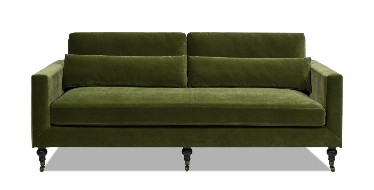 84" Track Arm Sofa with Caster Turn Legs, Olive Green 🫒