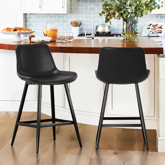 2 modern black bucket counterheight barstools