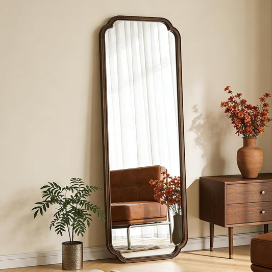 Rustic natural wood full-length mirror