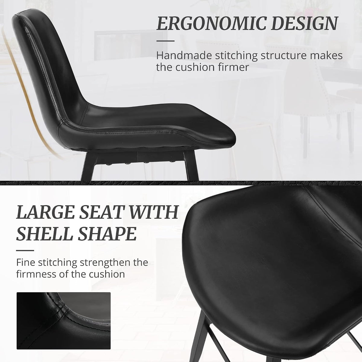 2 modern black bucket counterheight barstools