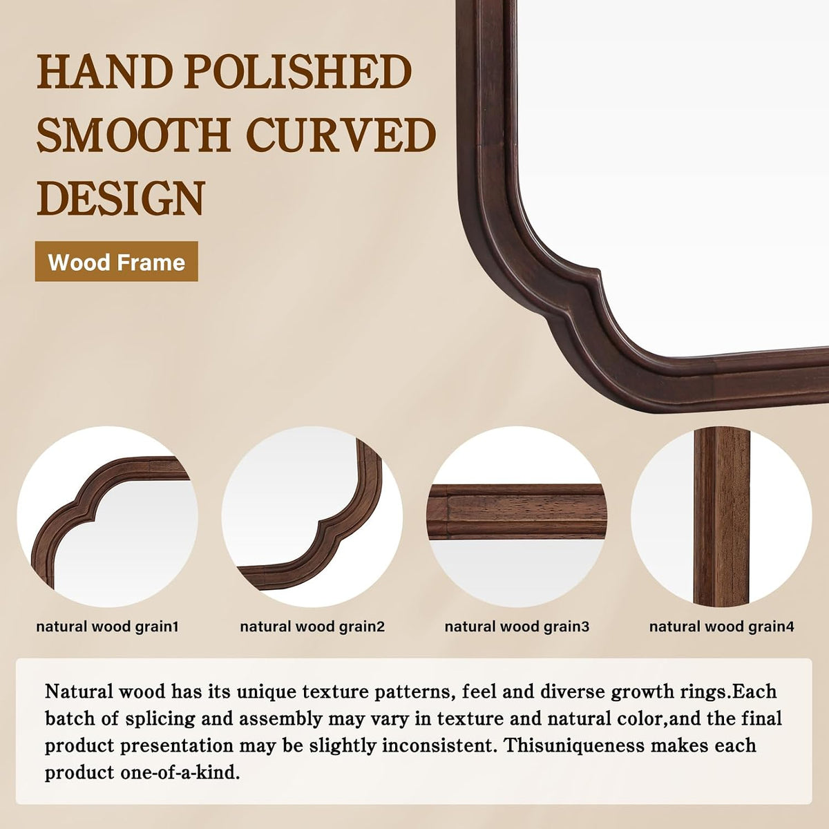 Rustic natural wood full-length mirror