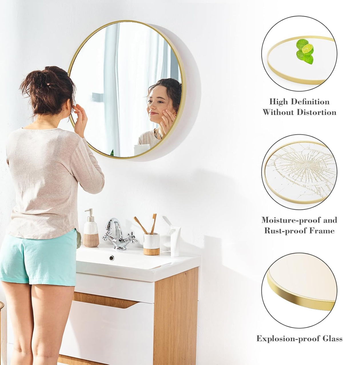 36" round gold wall mirror
