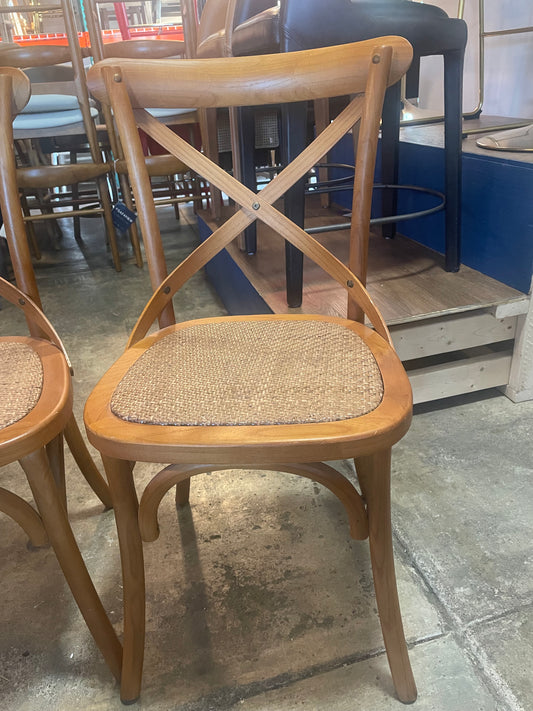 Farmhouse rustic cross-back brown wood chair 🤎