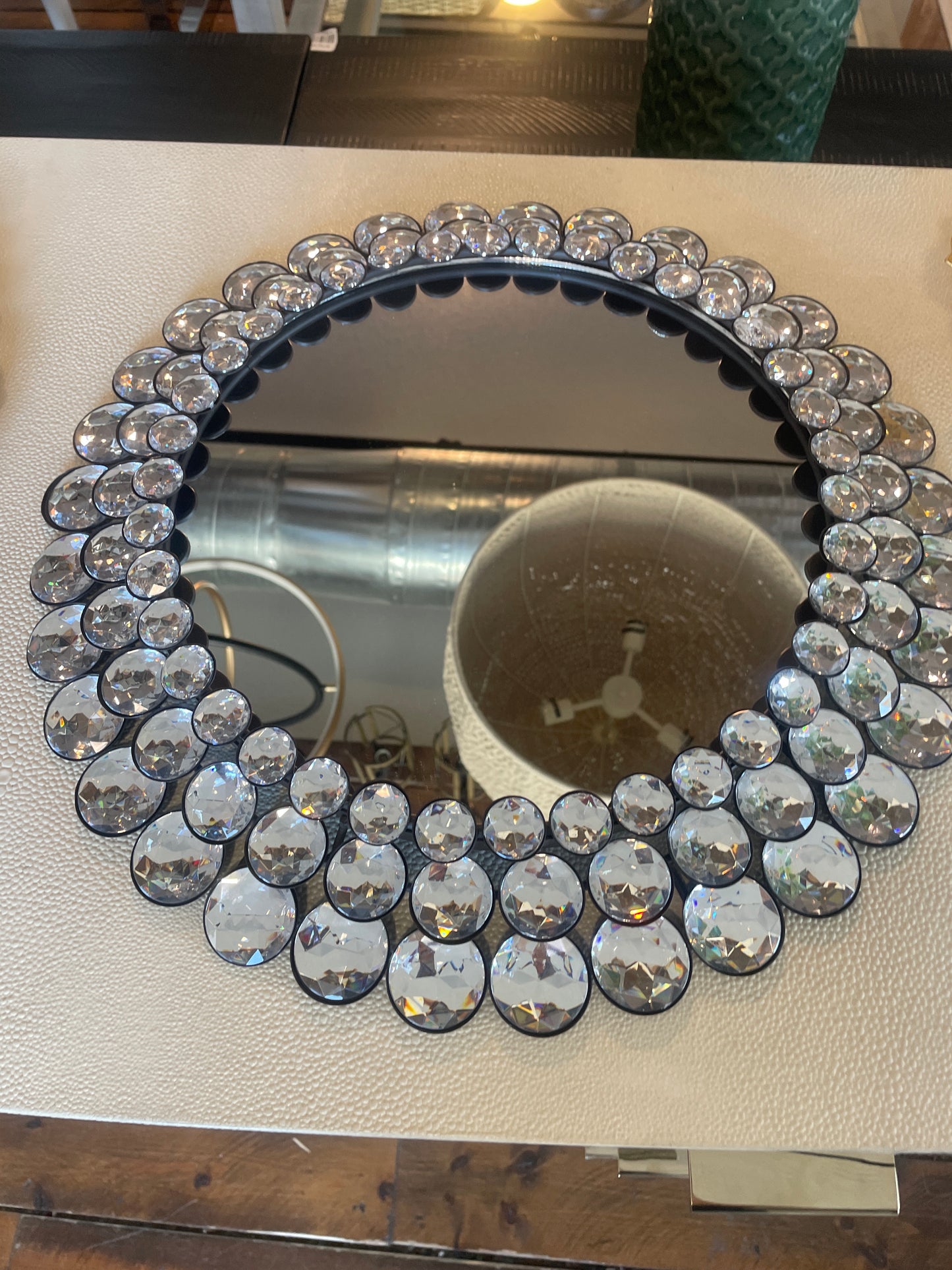 Bejeweled round mirror 💍