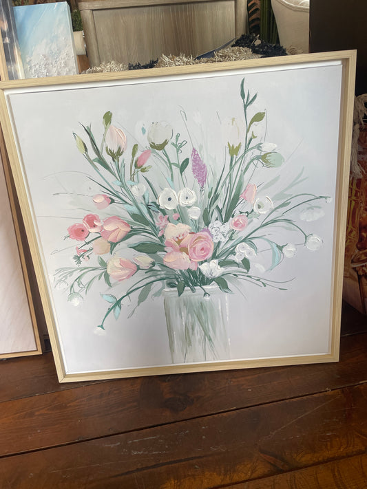 24” square floral bouquet wood-framed canvas 💐