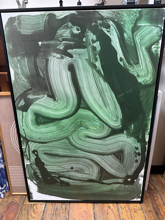 Funky green & white framed 25x37 canvas 🖤