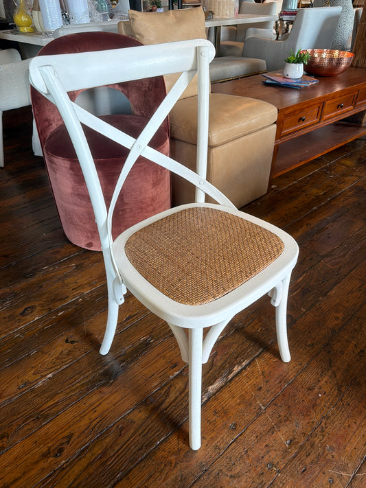 Rustic modern farmhouse white elm wood rattan dining chair 🌼