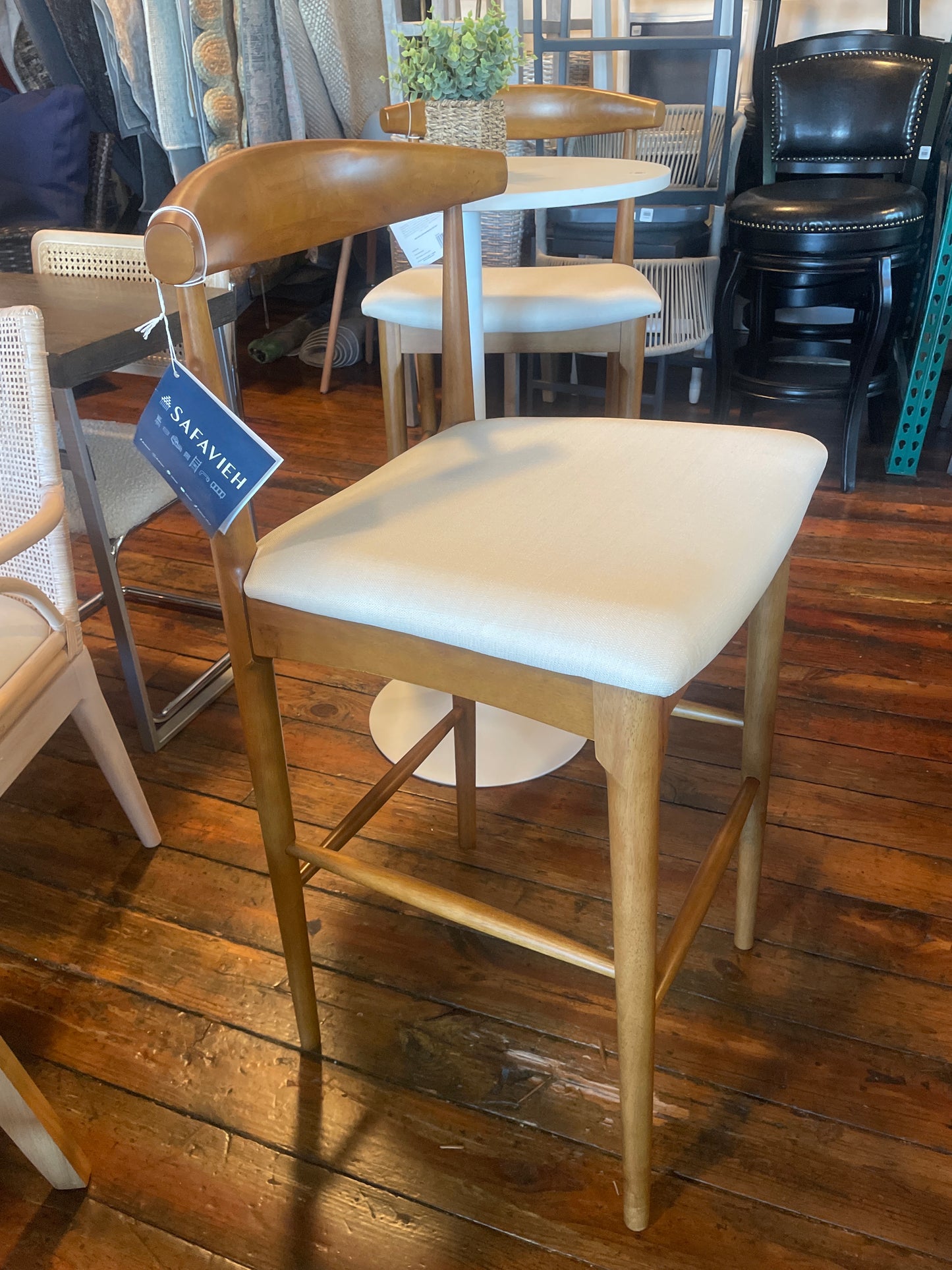 Modern retro 30" barheight barstools w/ wood frame 🥂