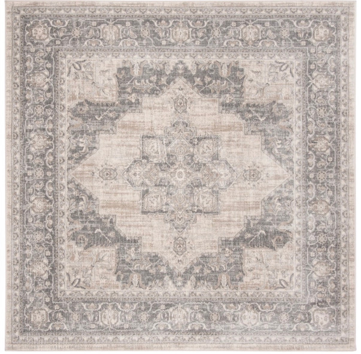 10x10 square cream & grey soft rug 🐚