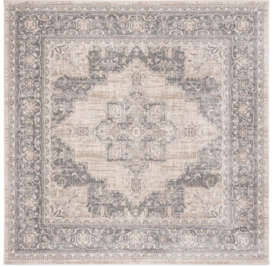 10x10 square cream & grey soft rug 🐚