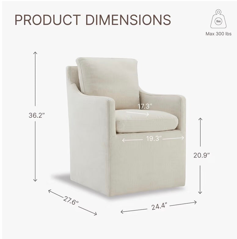 Upholstered modern wingback dining chair w/ casters 🤍
