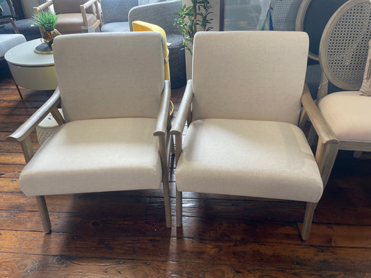 2 modern flax linen accent chairs 🪴