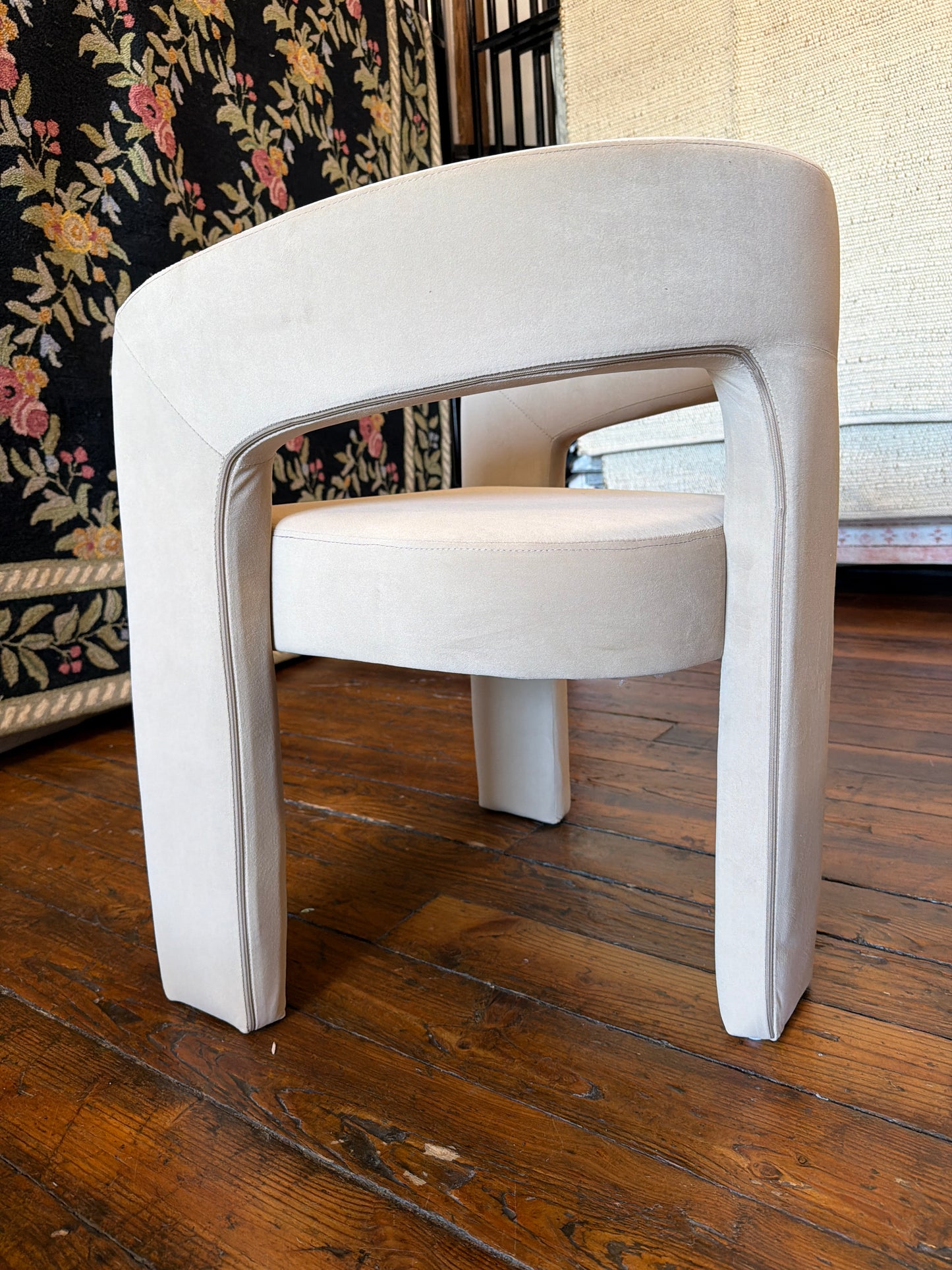 Modern velvet khaki barrel accent or desk chair 🐚