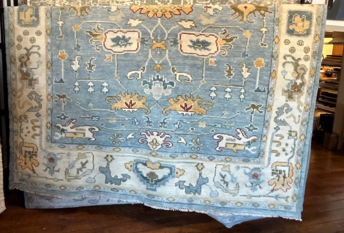 9x12 blue & gold hand knotted wool rug 🦋