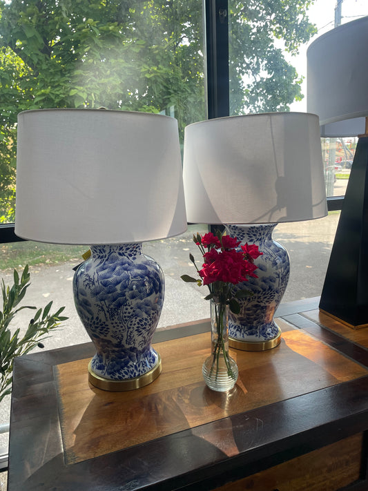 White & blue ceramic lamp set 💙
