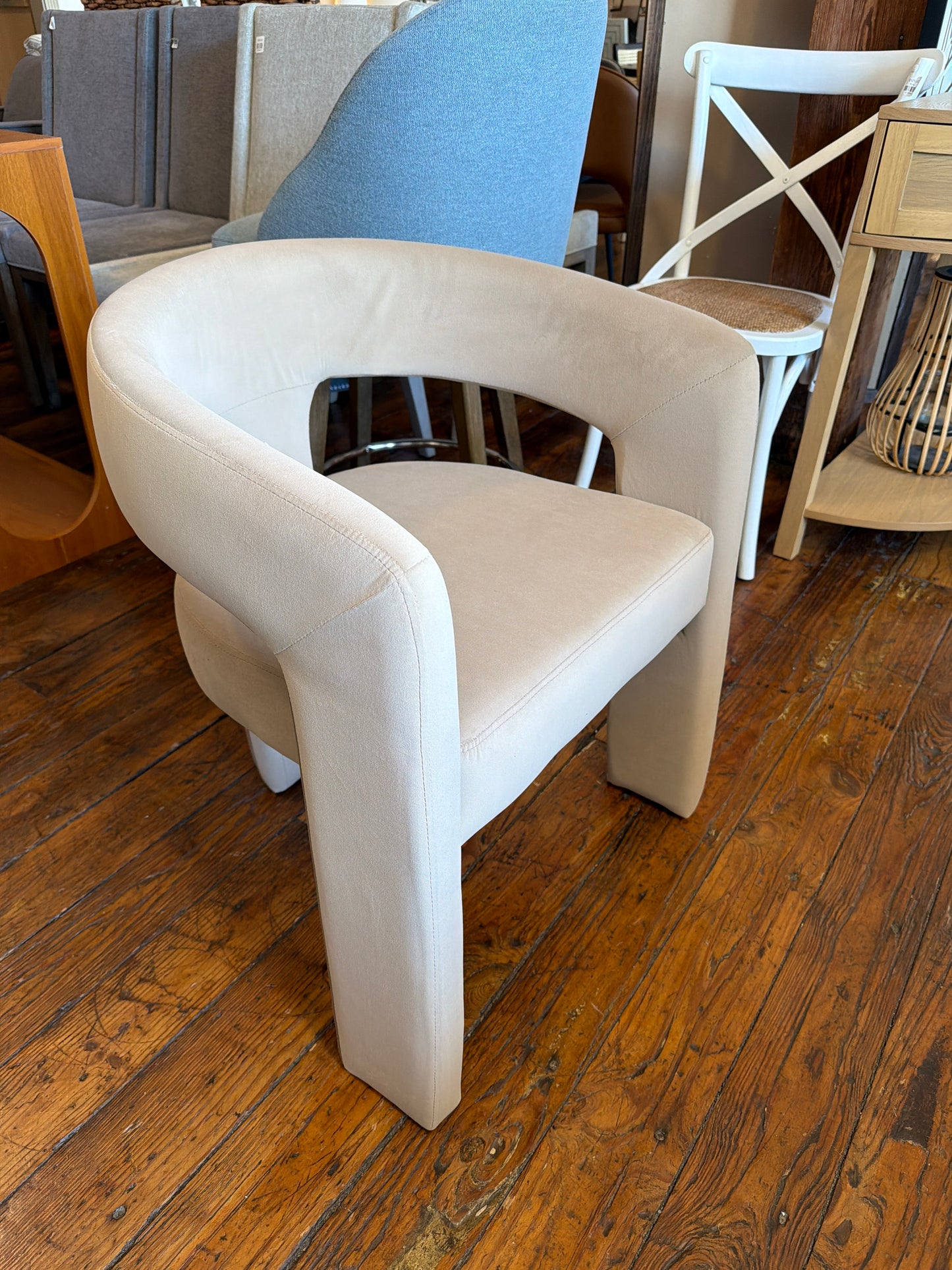 Modern velvet khaki barrel accent or desk chair 🐚