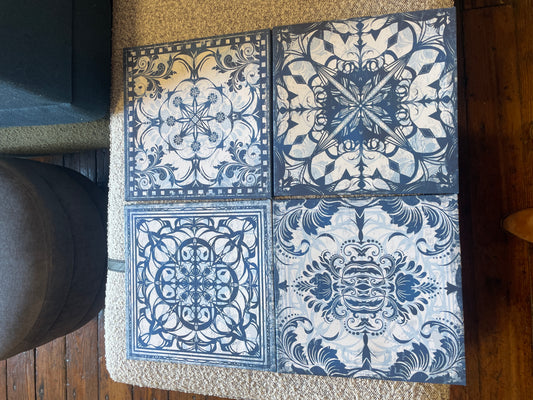 Blue & white tile canvas art ✌🏻