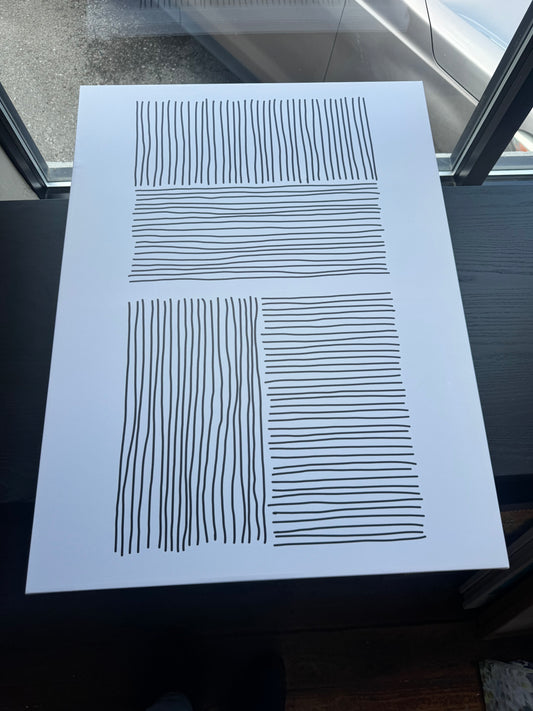 Minimal geometric lines & squares wrapped canvas print 🖤