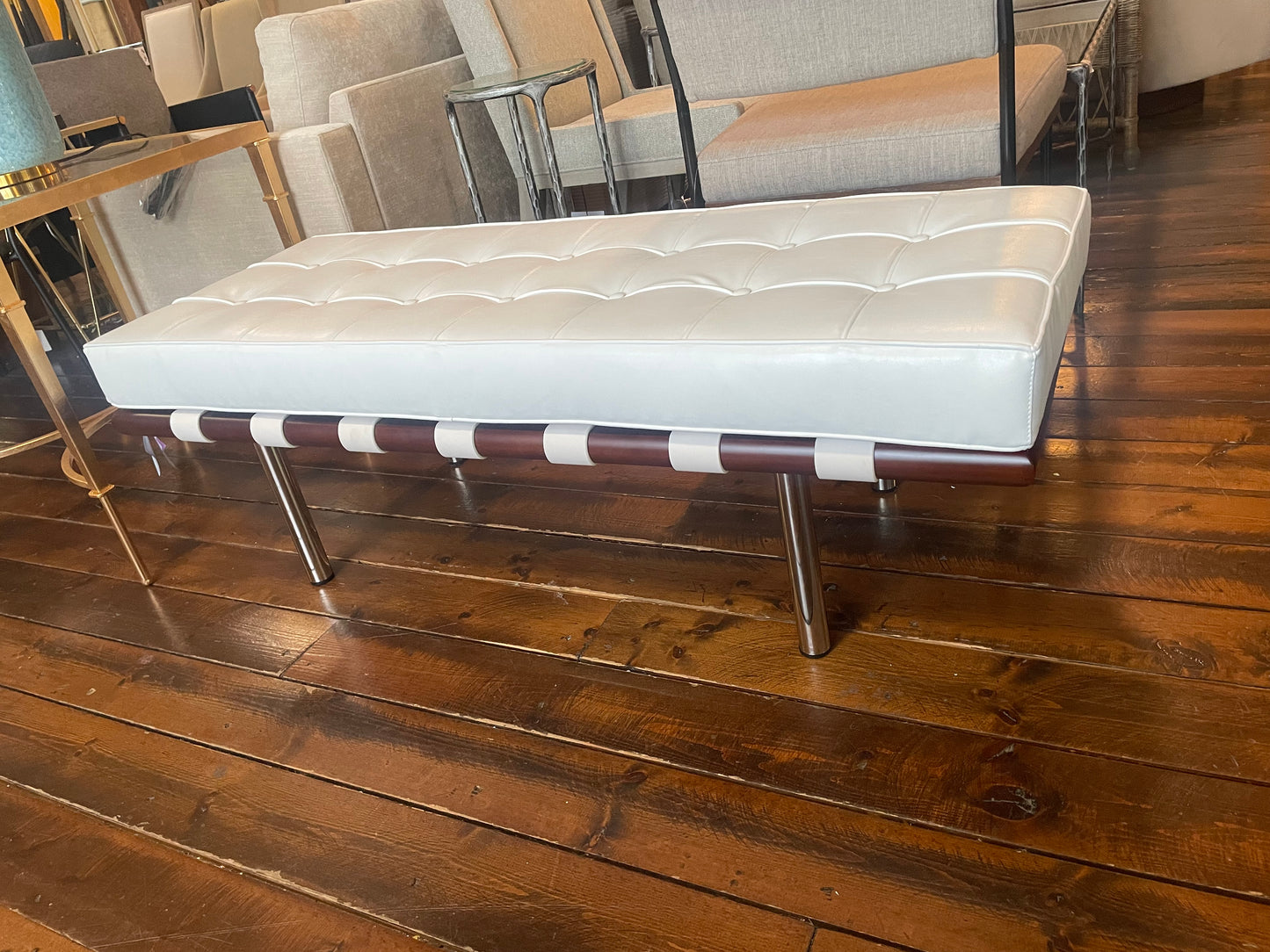 Vegan white leather bench✨