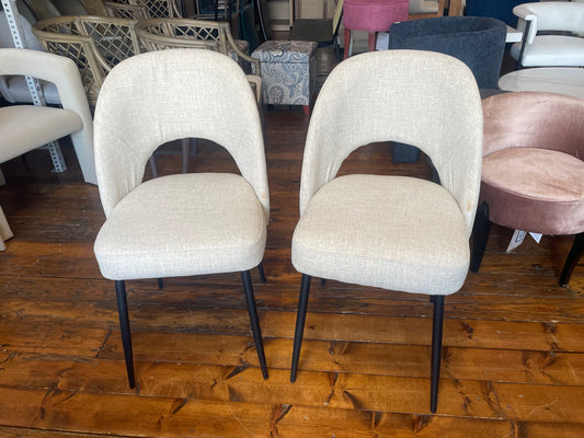 2 beige flax upholstered dining chairs 🪴