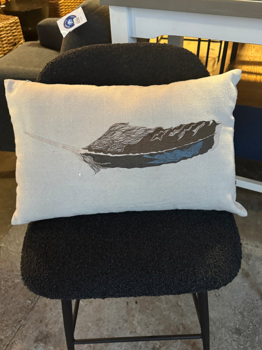 Embroidered feather throw pillow 🪶