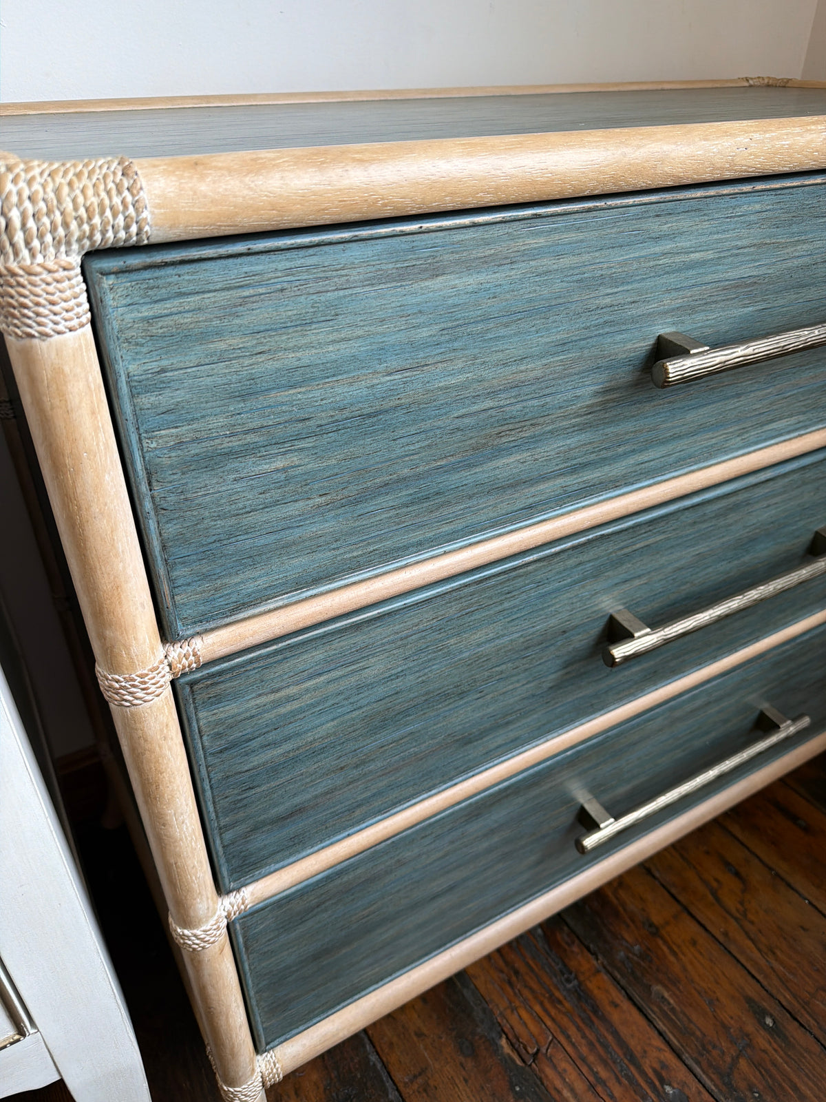 Lagoon blue pole rattan chest ☀️