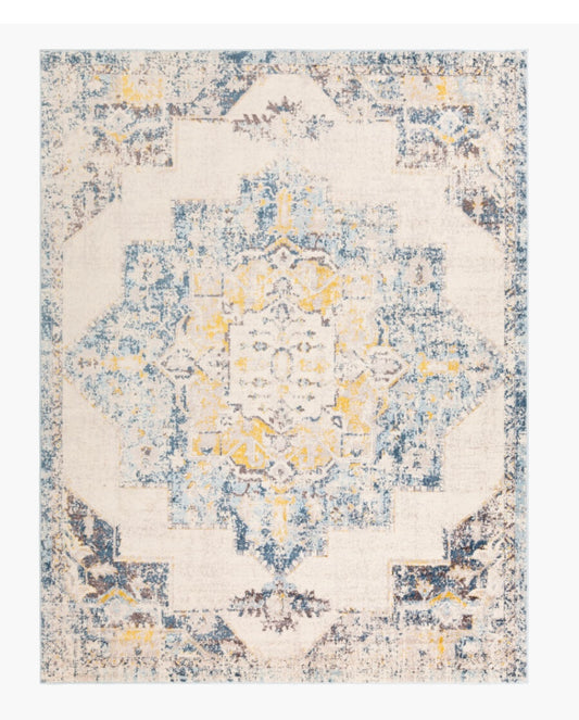 8x10 light blue, yellow, & cream rug 💛
