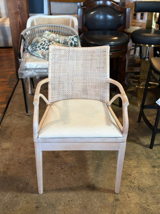 Natural Woven Cane Back Armchair with Cream Cushion 🌞