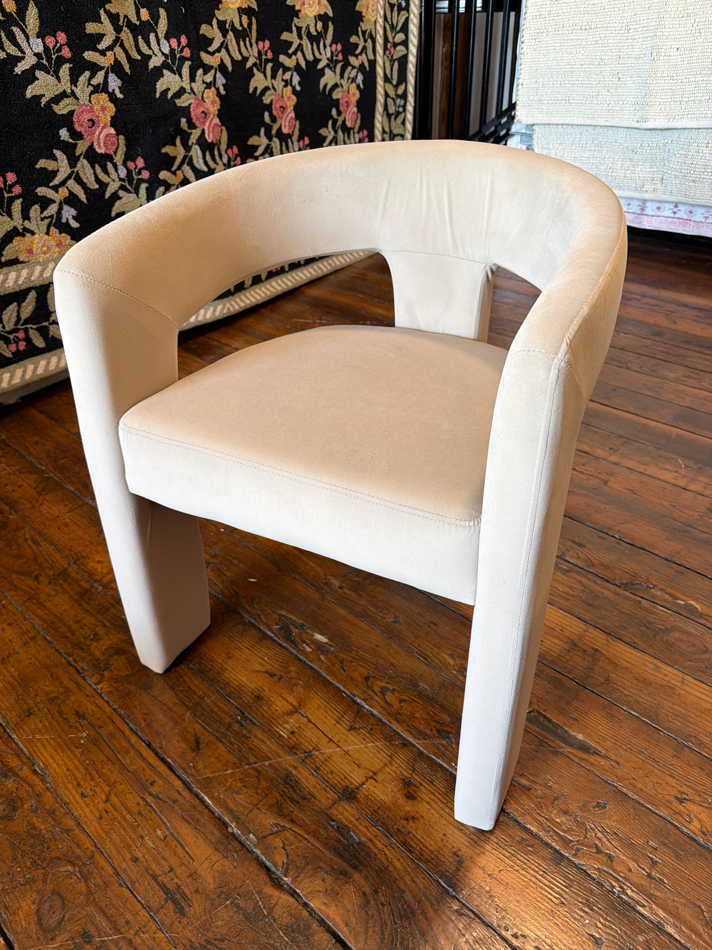 Modern velvet khaki barrel accent or desk chair 🐚