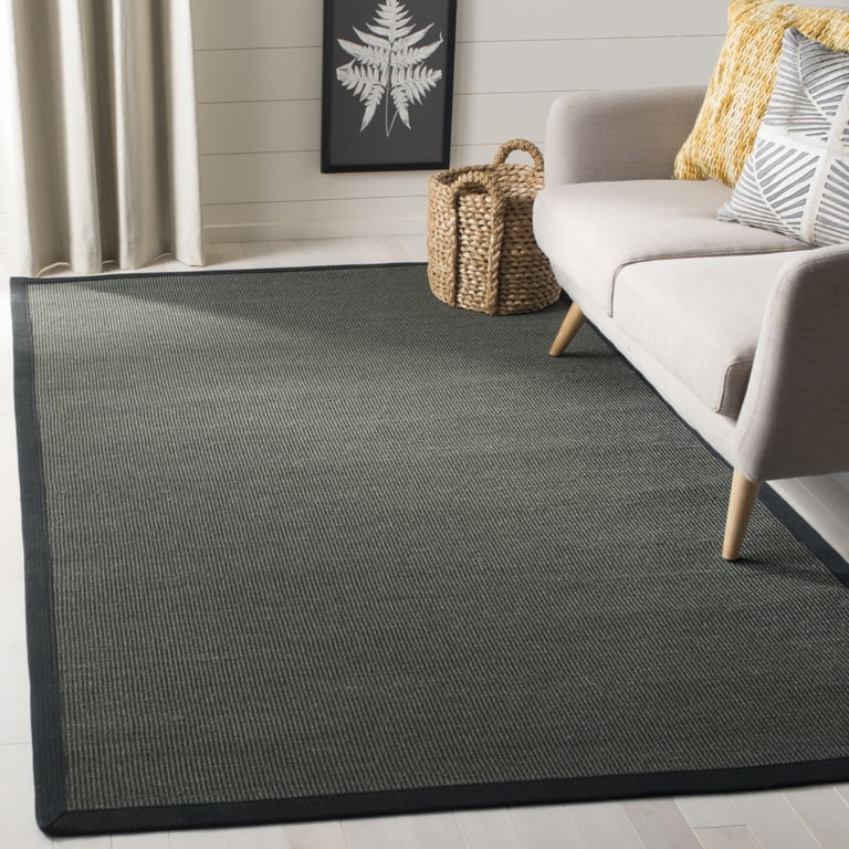 8x10 natural fiber black sisal rug w/ striped border 🪴