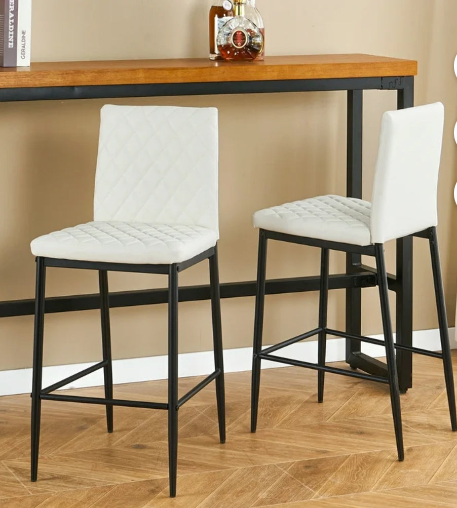 2 vegan leather white counterheight barstools🤍
