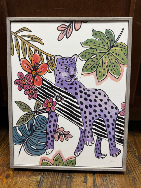 Framed Abstract purple leopard canvas 🐆
