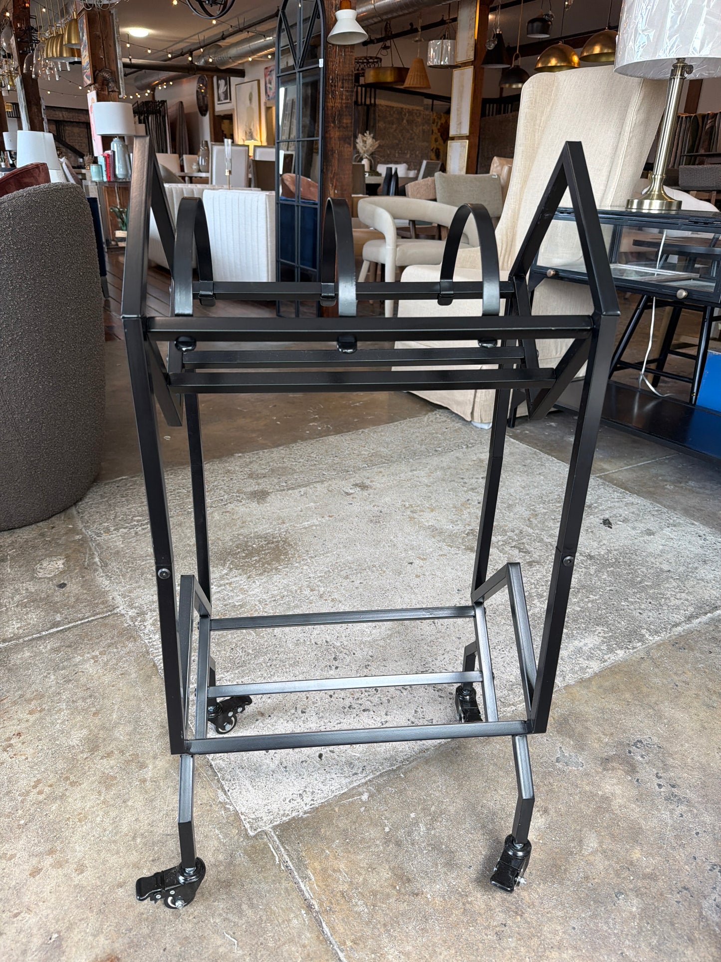 Metal record holder on lockable wheels 🎶