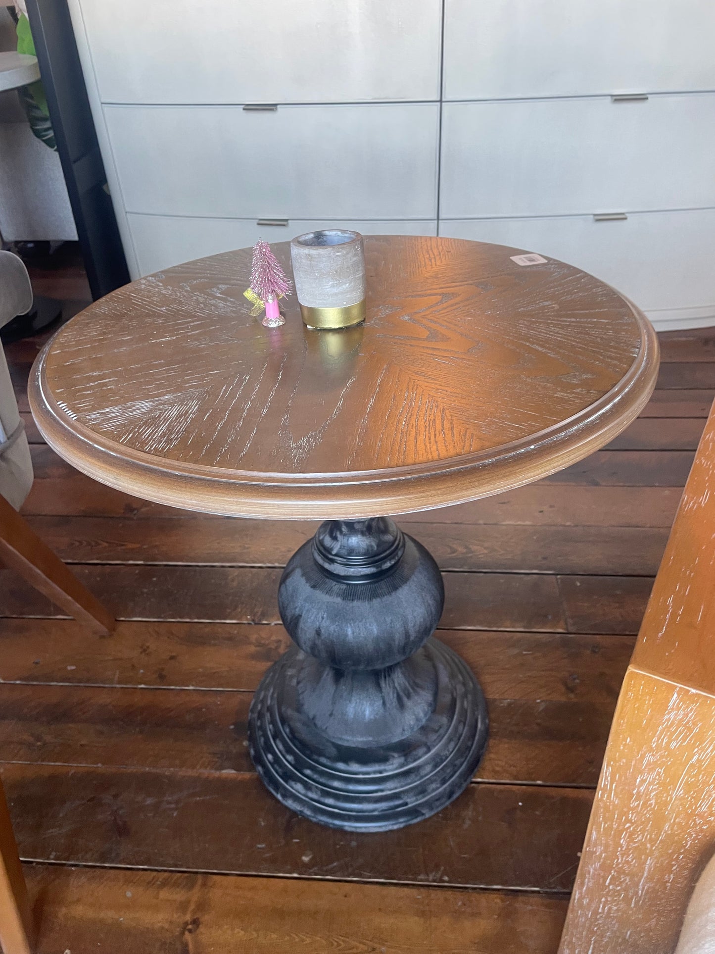 Reclaimed walnut wood accent table 💐