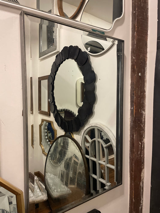 24x36 grey metal framed beveled mirror🩶