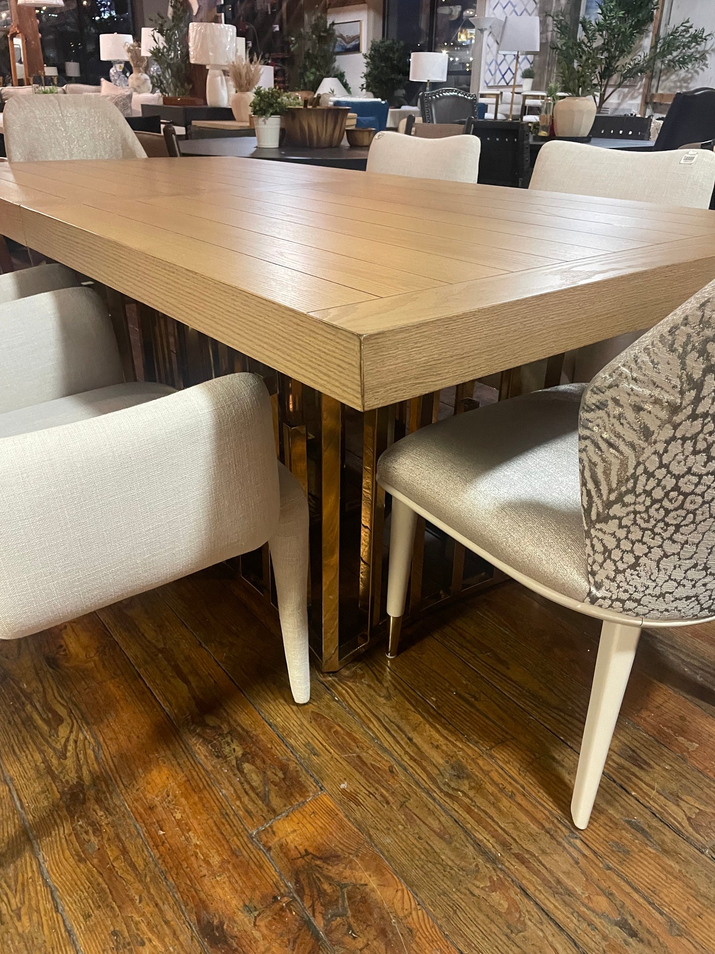 Modern wood dining table 40x80 w/ gold legs ✨