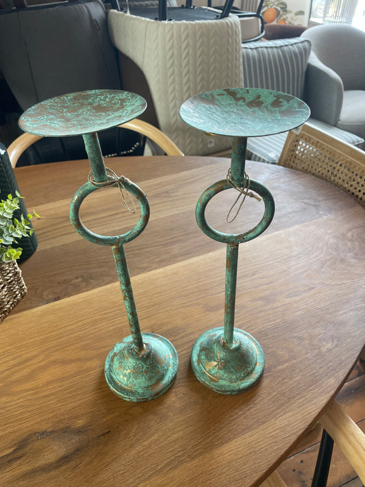 Teal & gold candle stick holder✨