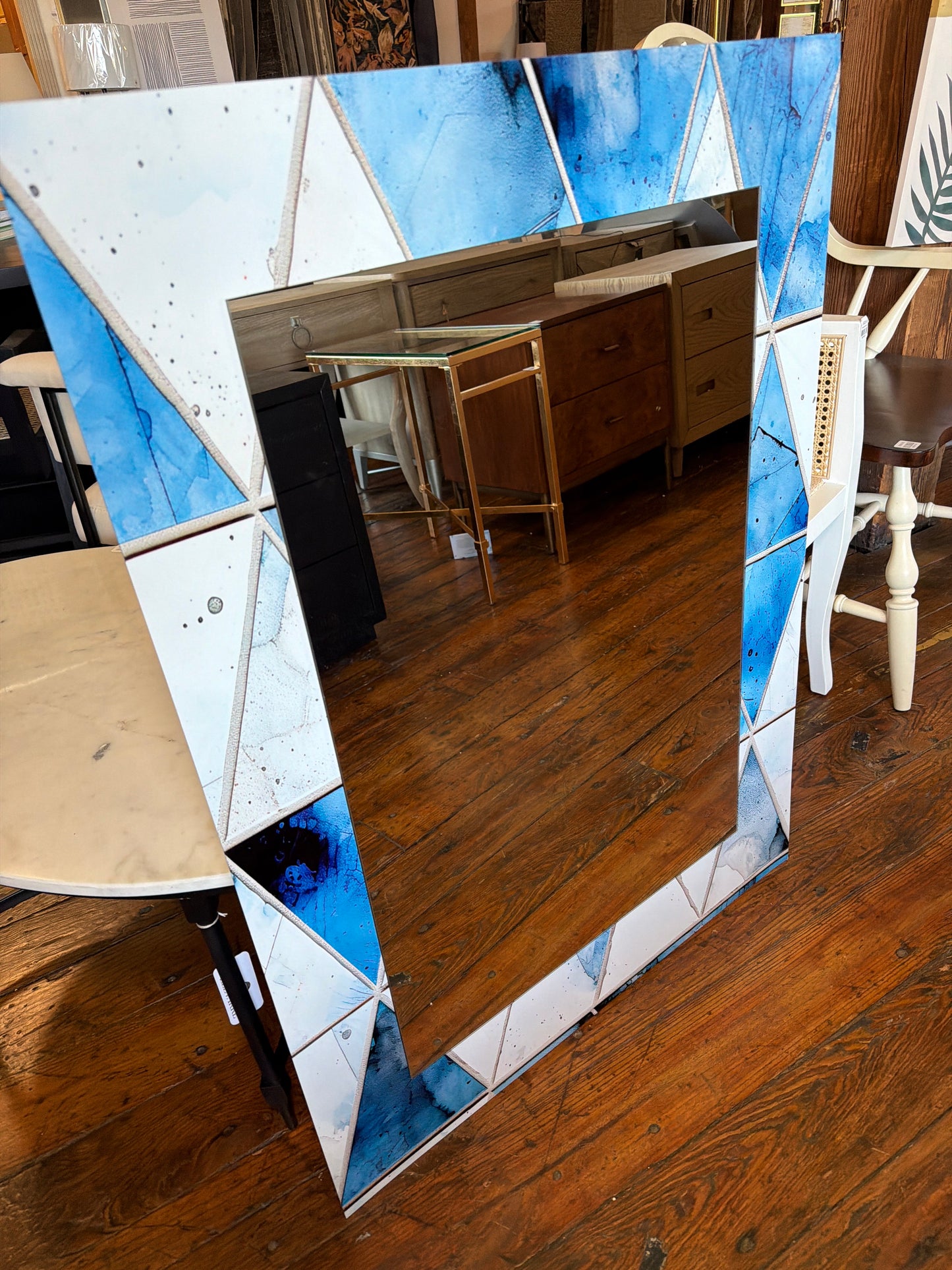 30x40 blue & white mirror 🤍