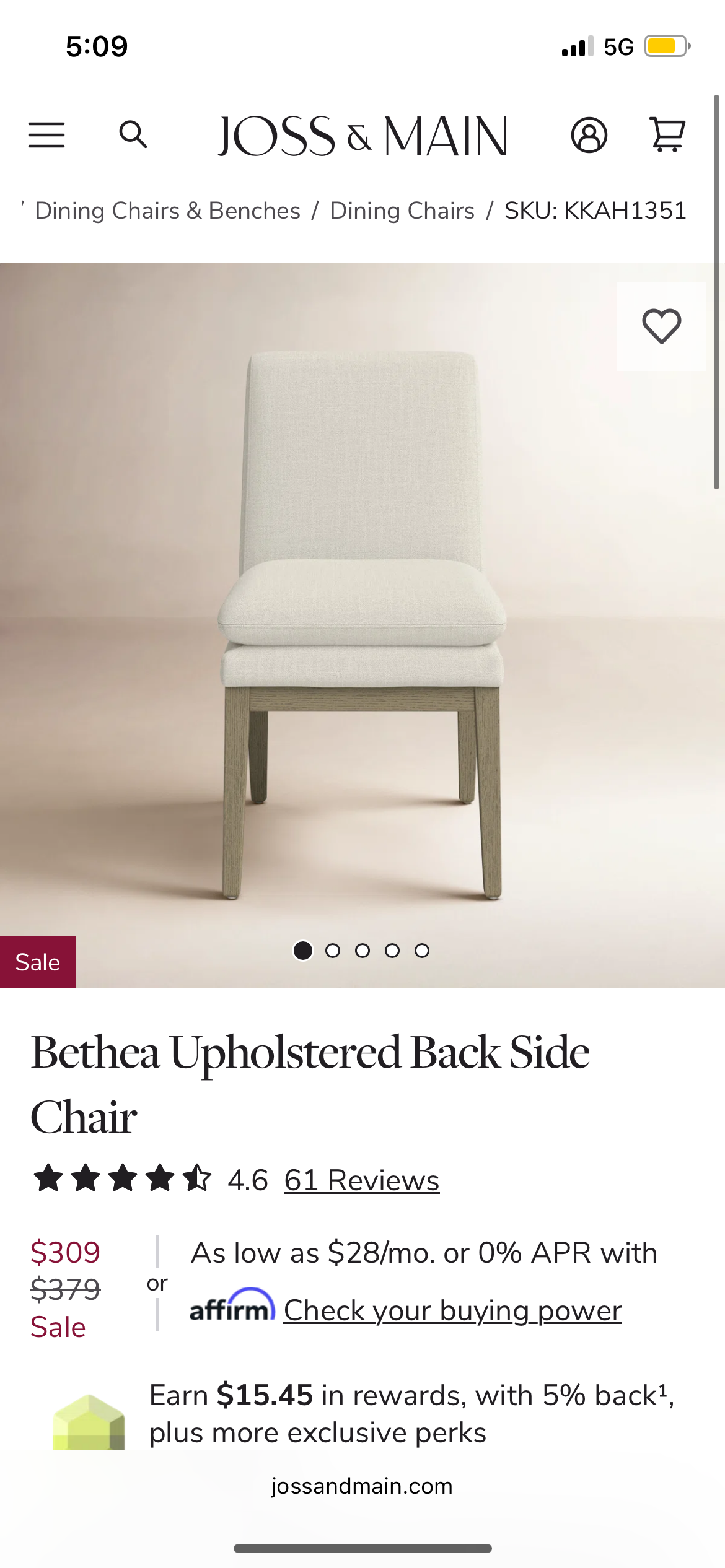Upholstered white linen chair 🤍