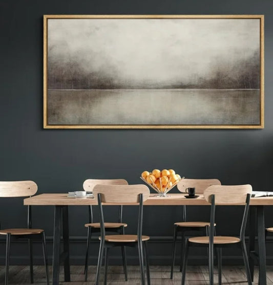 Peaceful 30x60 grey & green framed landscape 🪾