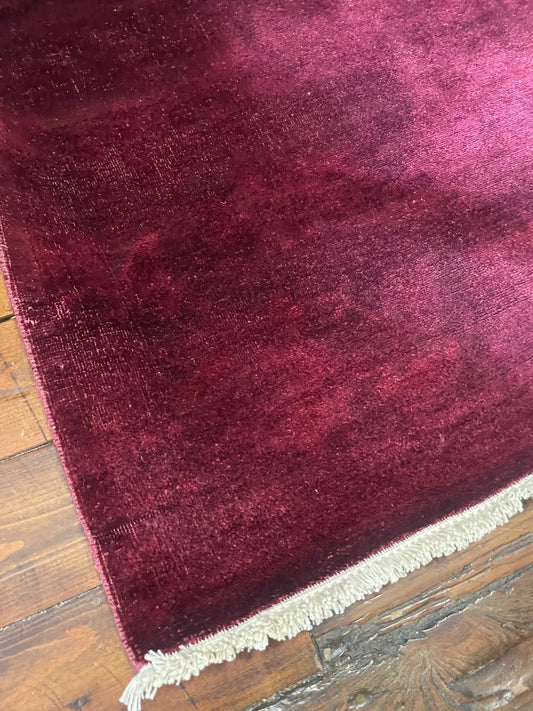 6x9 maroon handknotted wool rug w/ white fringe 🌹
