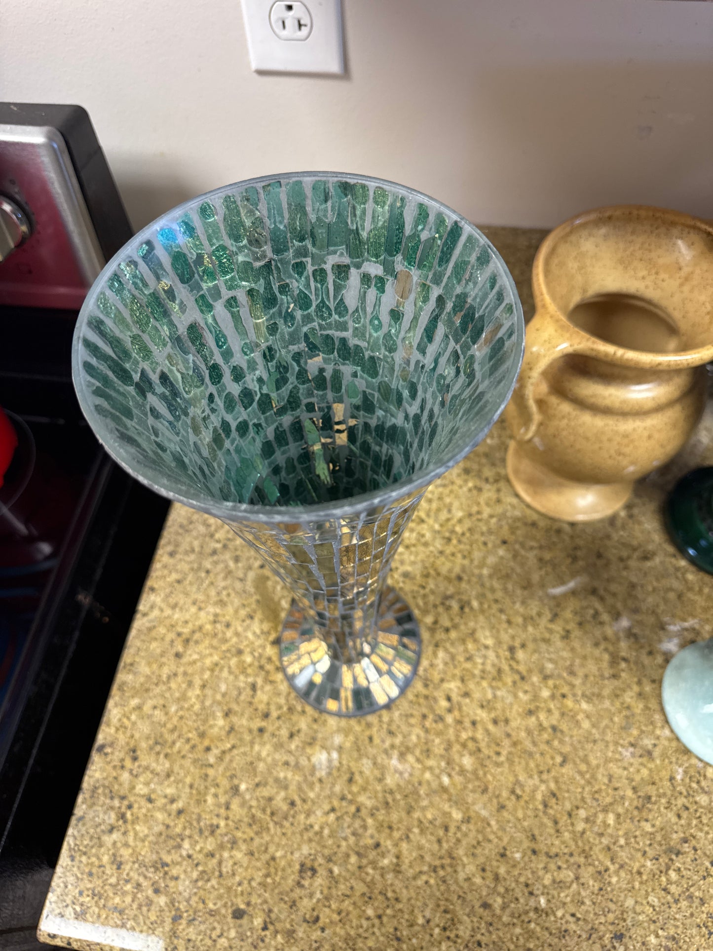 Blue & gold tall mirrored vase 💙💛