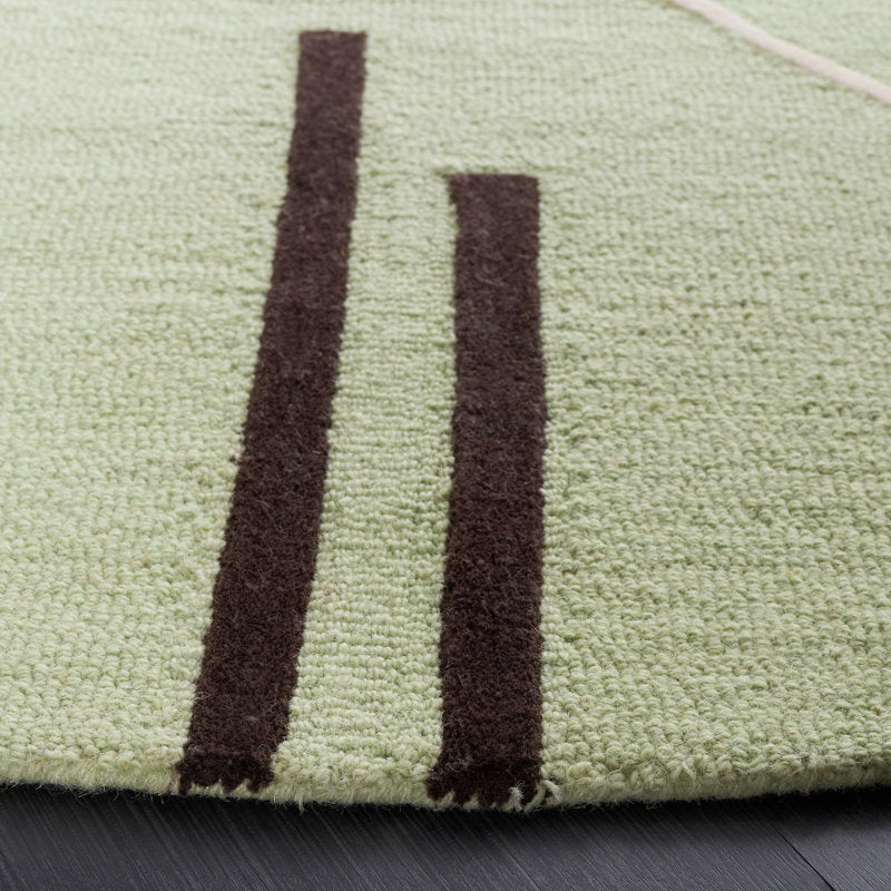 Safavieh green and rust abstract wool rug 6' round